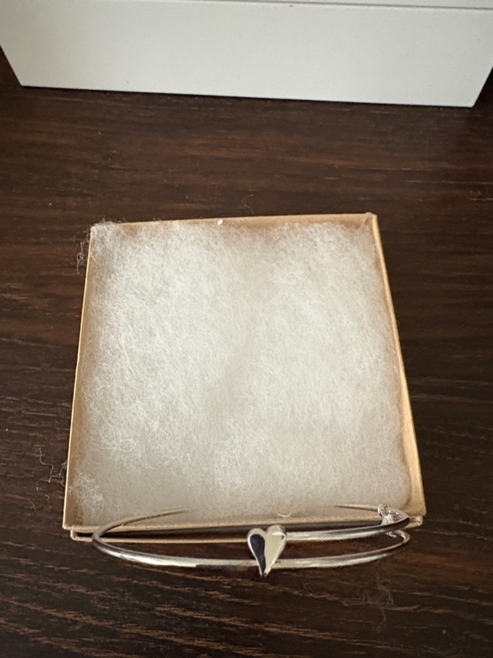Sterling Silver Heart Bangle Bracelet - NWOT Minimalist Stackable - Picture 2 of 3